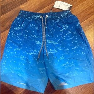 Boys 8-10 Year APTRO Blue Shark Print Swim Shorts New W/ Tags!